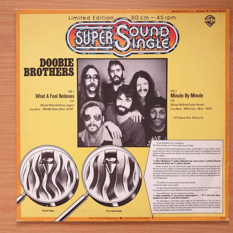 The Doobie Brothers  What A Fool Believes - Limited Edition - 45rpm - Vinyl LP Record - Very-G...