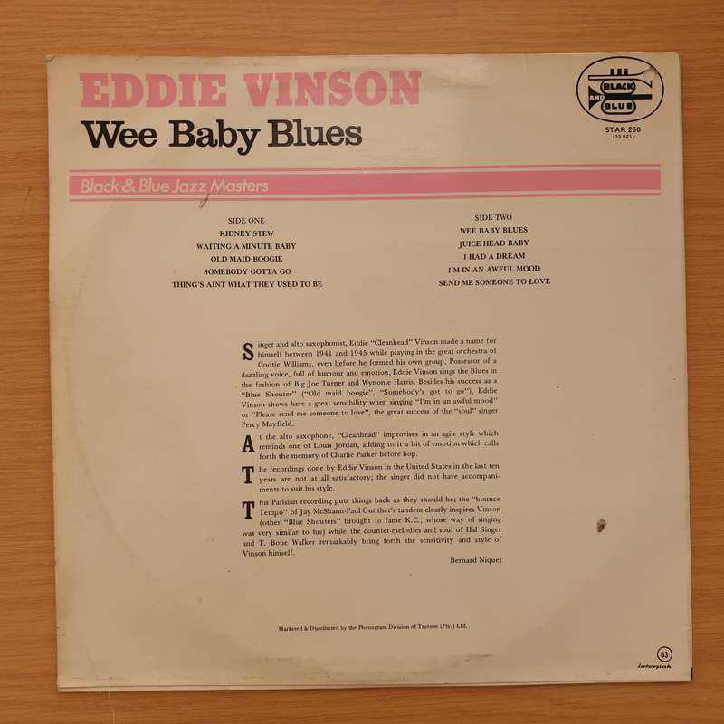 Eddie Vinson  Wee Baby Blues - Vinyl LP Record - Very-Good+ Quality (VG+) (verygoodplus)