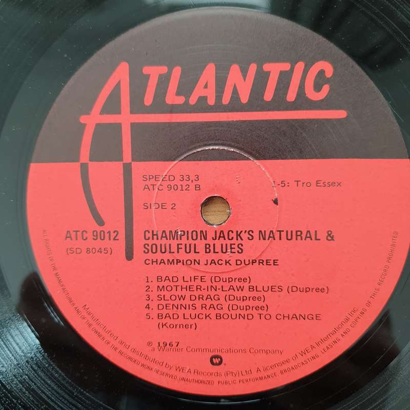 Champion Jack Dupree  Natural & Soulful Blues - Vinyl LP Record - Very-Good Quality (VG) (verry)