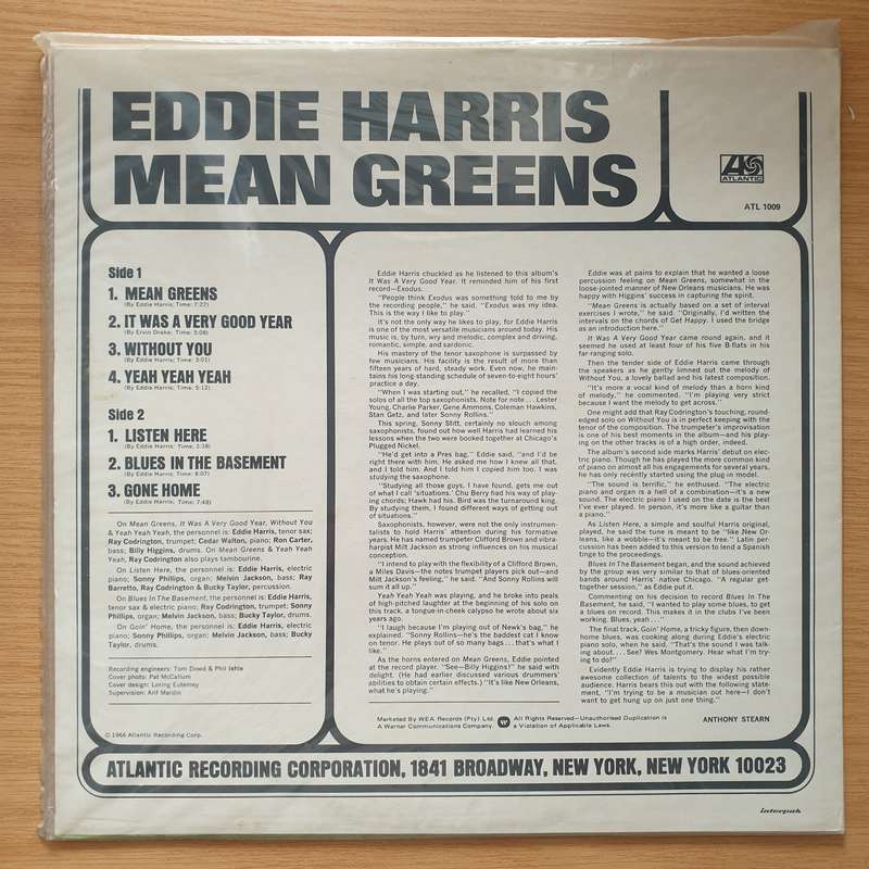 Eddie Harris  Mean Greens -  Vinyl LP Record - Sealed