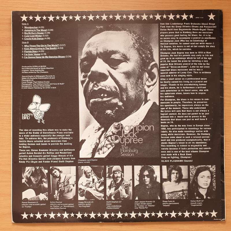 Champion Jack Dupree - The Hamburg Session - Featuring Rainer Baumann, Gaggy Mrocek*, Achim Reich...