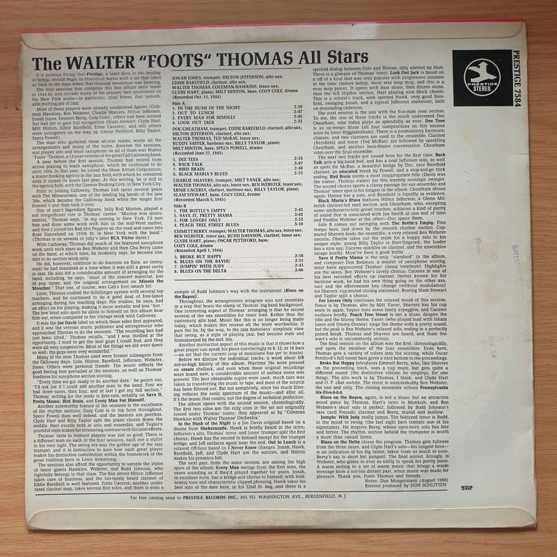 The Walter "Foots" Thomas All Stars  The Walter "Foots" Thomas All Stars -  Vinyl LP Record - ...