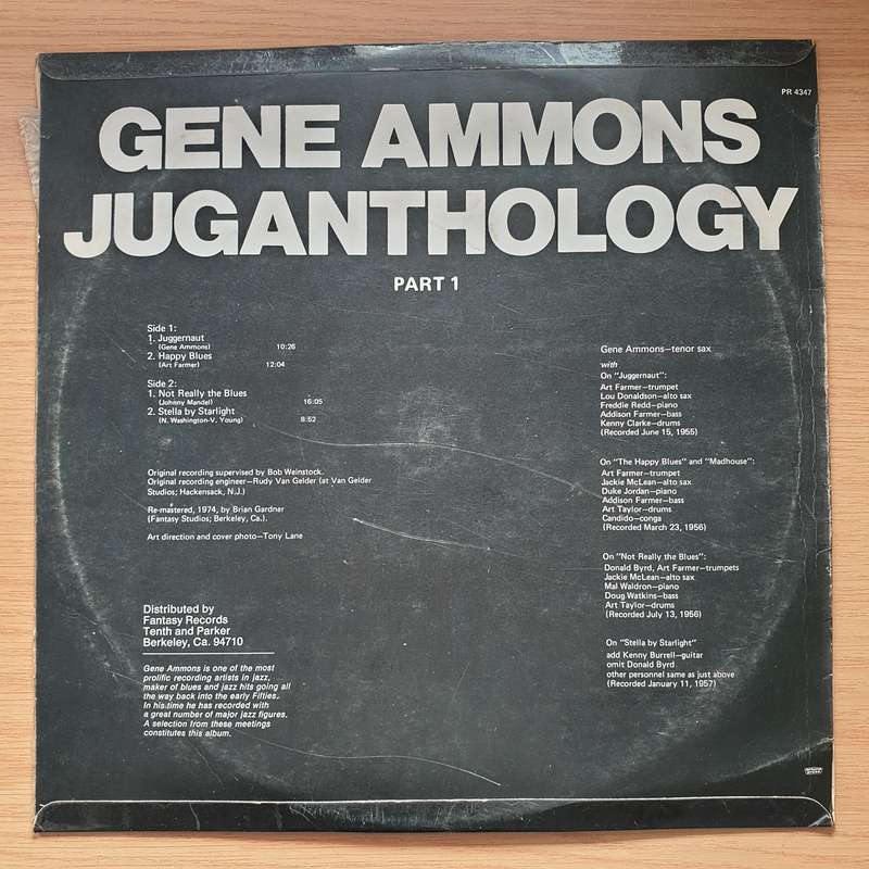 Gene Ammons  Juganthology - Part 1 -  Vinyl LP Record - Very-Good+ Quality (VG+)
