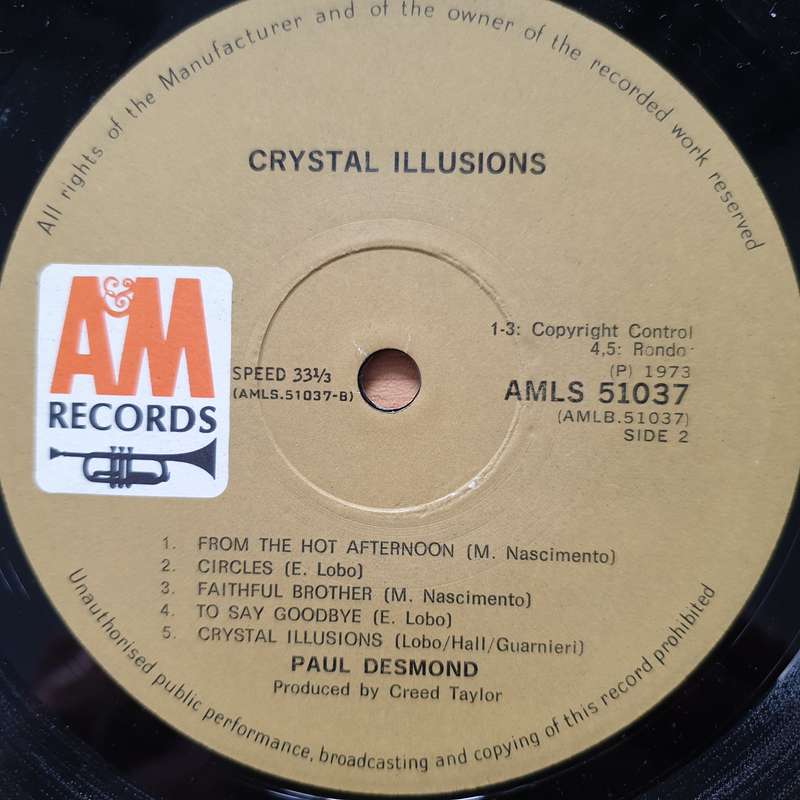 Paul Desmond  Crystal Illusions -  Vinyl LP Record - Very-Good+ Quality (VG+)