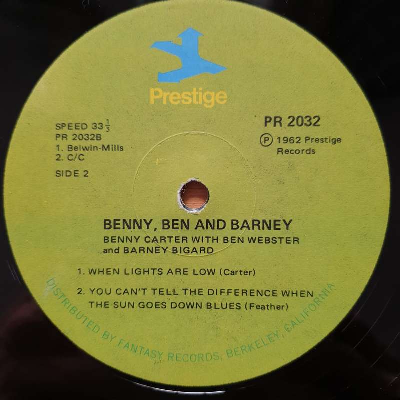 Benny Carter With Ben Webster & Barney Bigard  BBB & Co. -  Vinyl LP Record - Very-Good+ Quali...