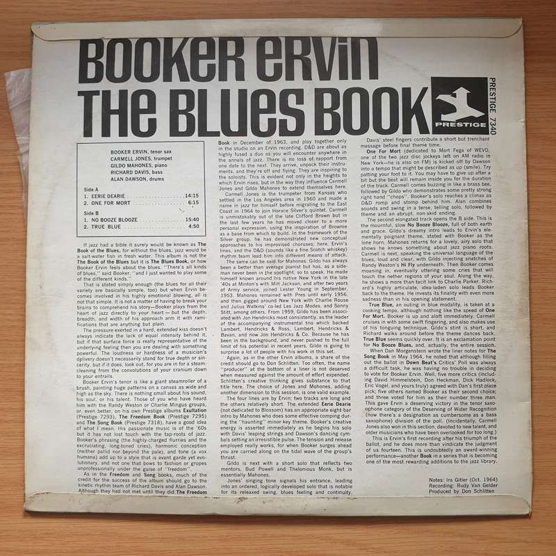 Booker Ervin  The Blues Book. -  Vinyl LP Record - Very-Good+ Quality (VG+)
