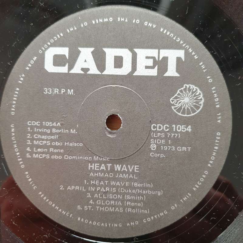 Ahmad Jamal  Heat Wave -  Vinyl LP Record - Very-Good+ Quality (VG+)