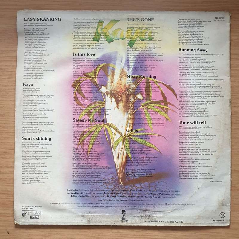 Bob Marley & The Wailers  Kaya -  Vinyl LP Record - Very-Good+ Quality (VG+)