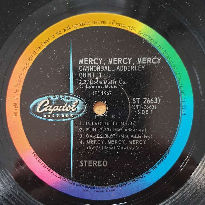 The Cannonball Adderley Quintet  Mercy, Mercy, Mercy! - Live At "The Club"  Vinyl LP Record...