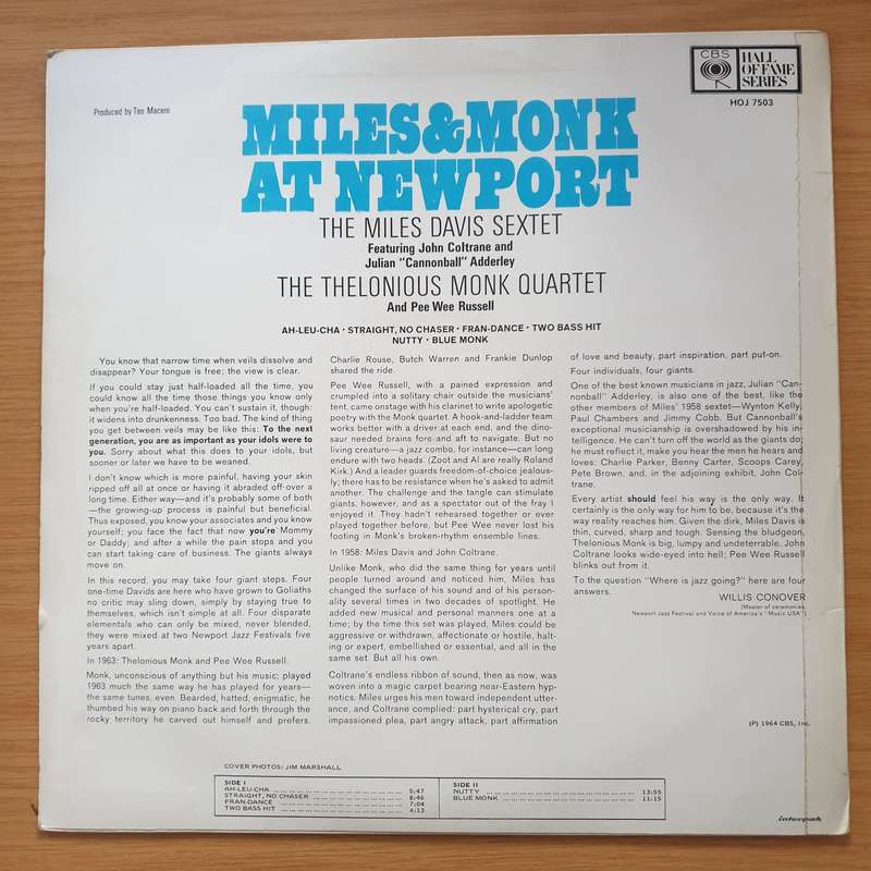 The Miles Davis Sextet & The Thelonious Monk Quartet  Miles & Monk At Newport - Vinyl LP Recor...