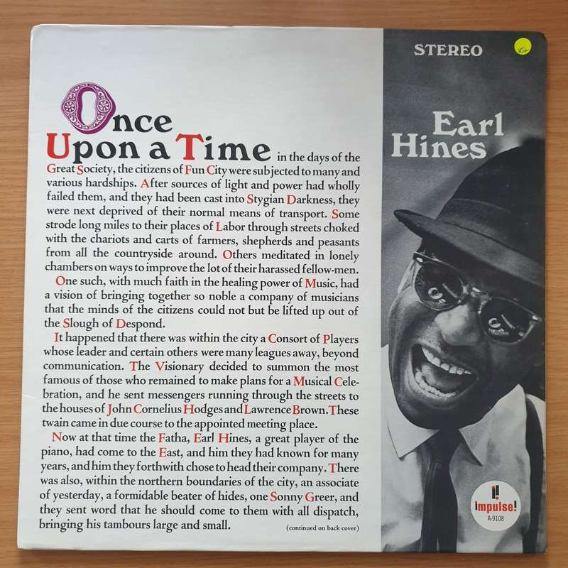Earl Hines  Once Upon A Time  Vinyl LP Record - Very-Good+ Quality (VG+)