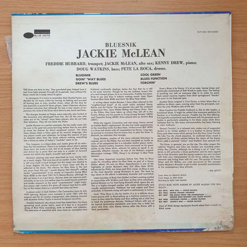 Jackie McLean  Bluesnik - Vinyl LP Record - Very-Good+ Quality (VG+)