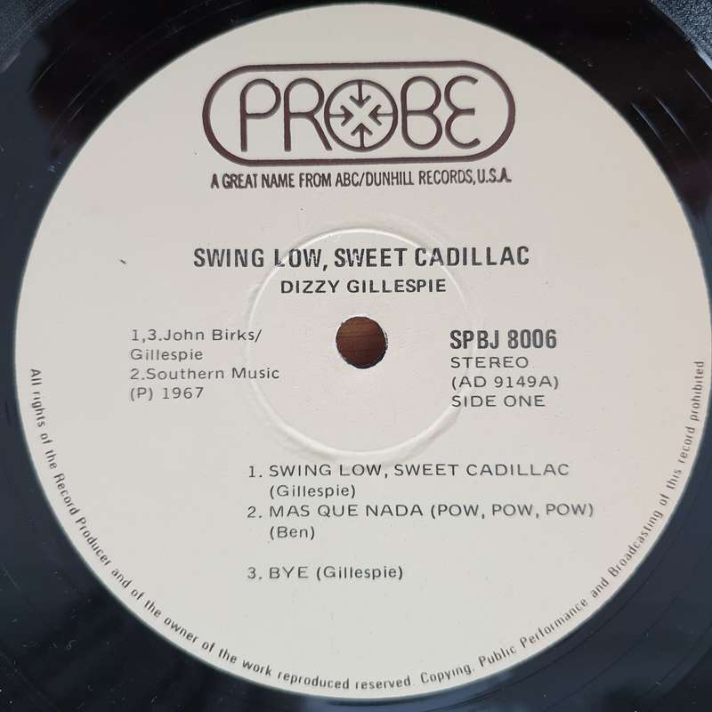 Dizzy Gillespie  Swing Low, Sweet Cadillac - Vinyl LP Record - Very-Good+ Quality (VG+)