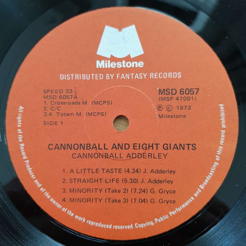 Cannonball Adderley  Cannonball And Eight Giants - Vinyl LP Record - Very-Good+ Quality (VG+)