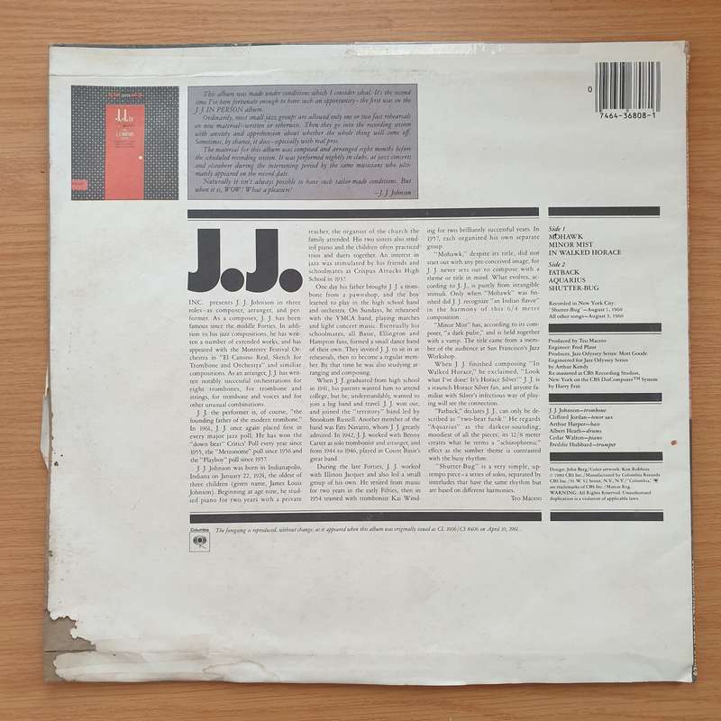J.J. Johnson Sextet  J.J. Inc. - Vinyl LP Record - Very-Good+ Quality (VG+)