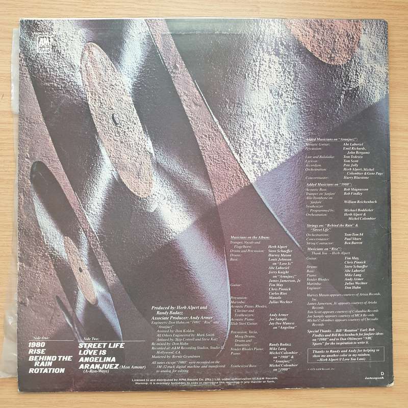 Herb Alpert - Rise - Vinyl LP Record - Very-Good- Quality (VG-) (minus)