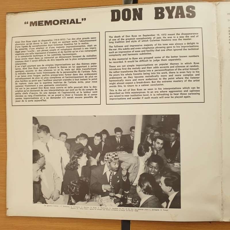 Don Byas  Memorial - Vinyl LP Record - Very-Good+ Quality (VG+)