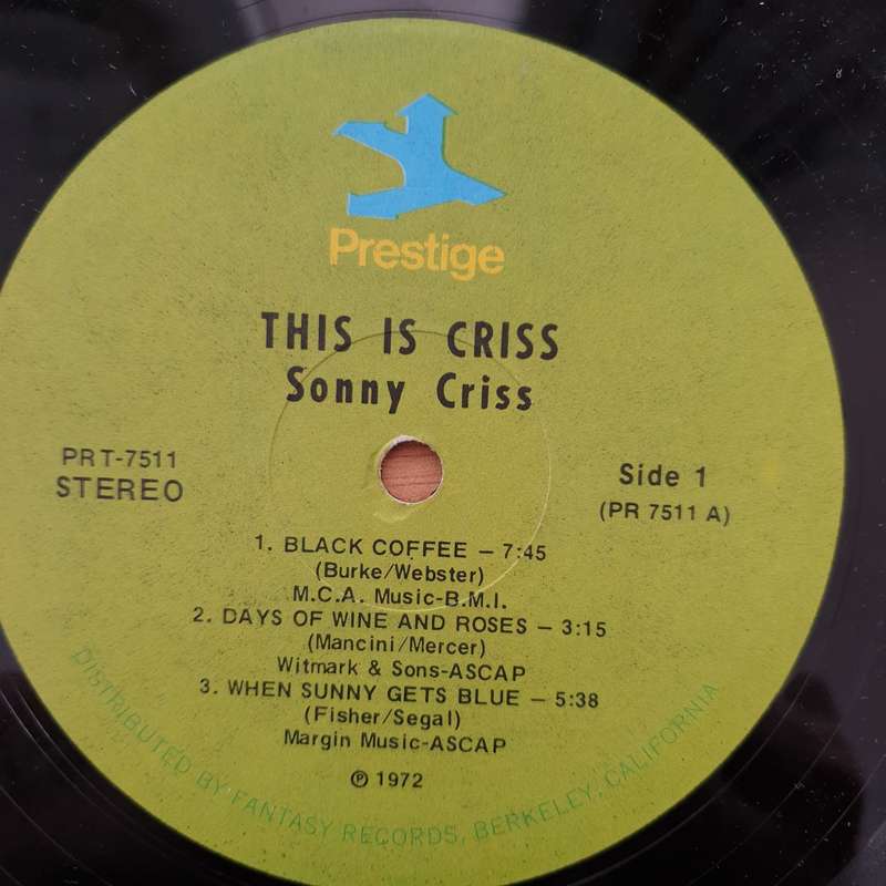 Sonny Criss  This Is Criss! - Vinyl LP Record - Very-Good Quality (VG)  (verry)(verry)