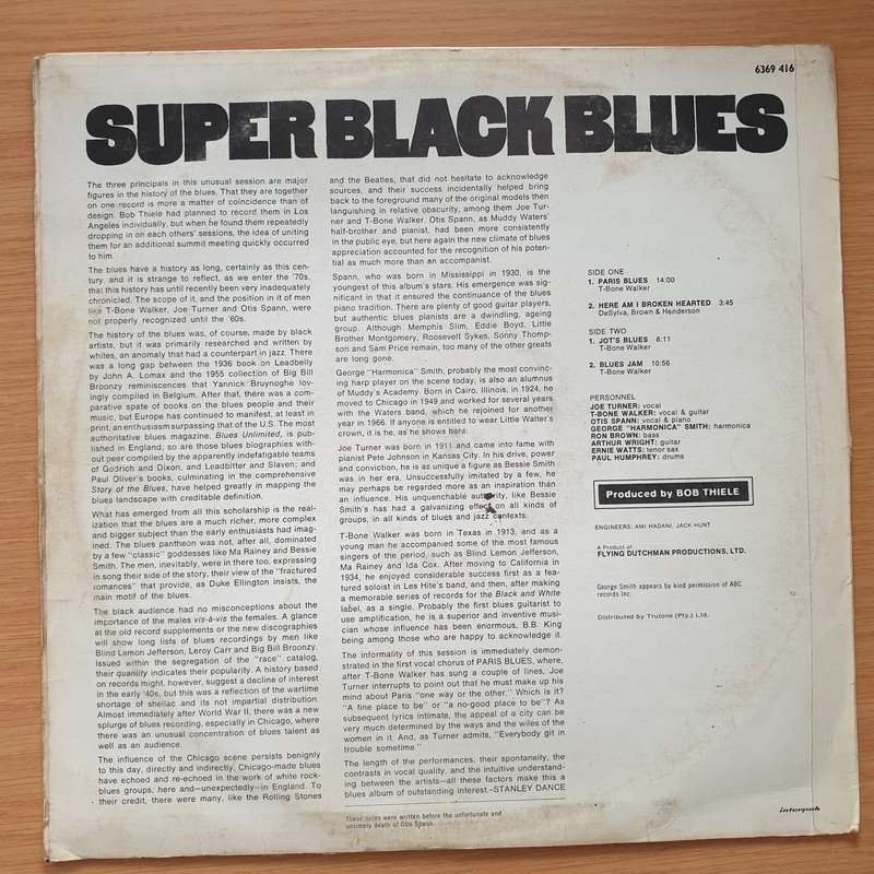 Super Black Blues Band Featuring T-Bone Walker, Big Joe Turner, Otis Spann  Vinyl LP Record  (...