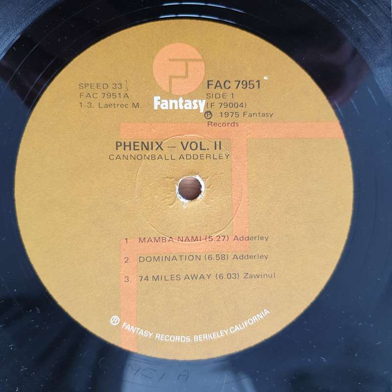 Cannonball Adderley  Phenix - Vol 2  Vinyl LP Record - Very-Good+ Quality (VG+) (verygoodplus)