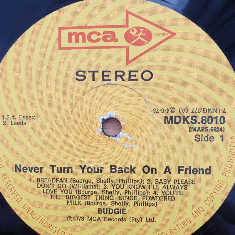 Budgie  Never Turn Your Back On A Friend - Vinyl LP Record - Very-Good Quality (VG)  (verry)