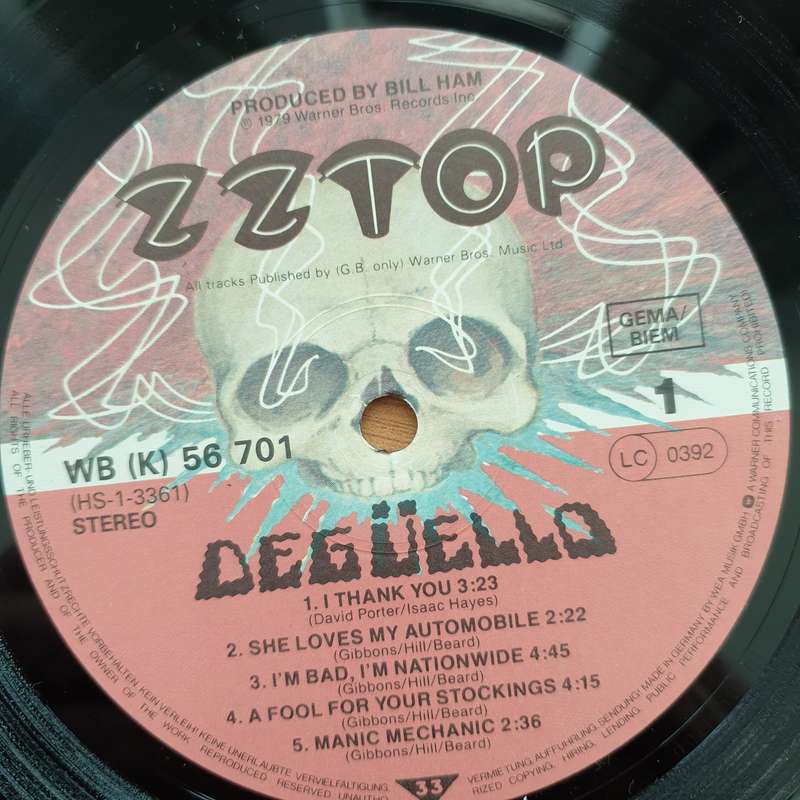 ZZ Top  Degüello  Vinyl LP Record - Very-Good+ Quality (VG+) (verygoodplus)