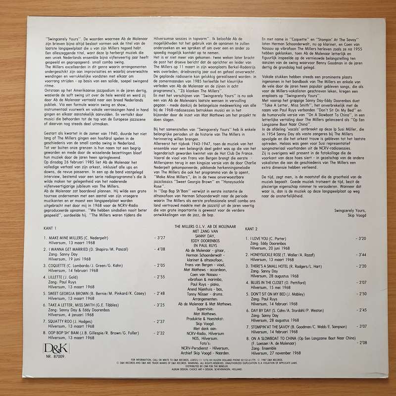De Millers  Swingcerely Yours - Vinyl LP Record - Very-Good+ Quality (VG+) (verygoodplus)