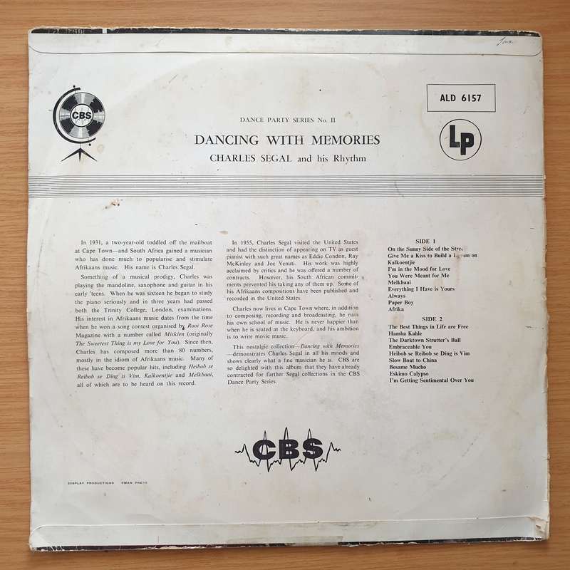 Charles Segal - Dancing with Memories (Rare SA) - Vinyl LP Record - Very-Good Quality (VG)  (verry)