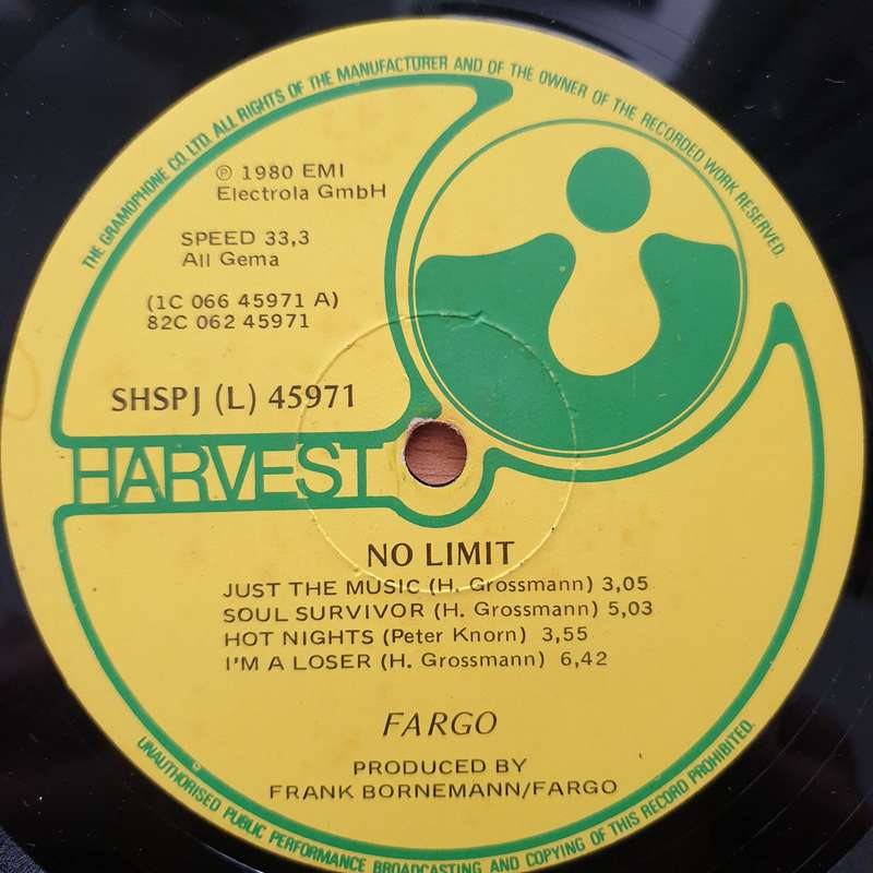 Fargo  No Limit - Vinyl LP Record - Very-Good+ Quality (VG+) (verygoodplus)