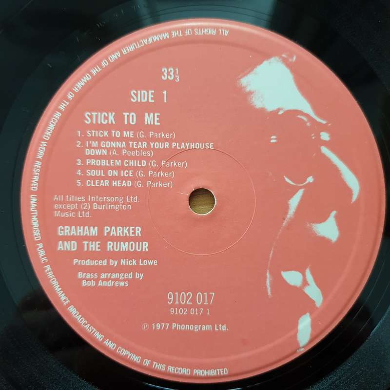Graham Parker And The Rumour  Stick To Me - Vinyl LP Record - Very-Good+ Quality (VG+)