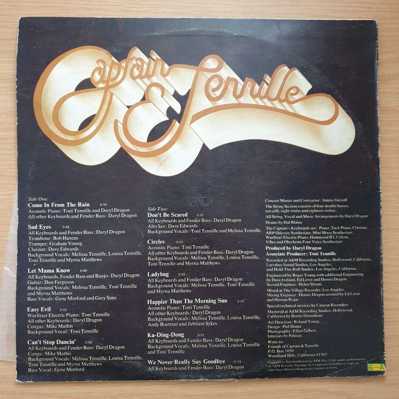 Captain & Tennille - Come In from The Rain - Vinyl LP Record - Very-Good+ Quality (VG+) (verygood...