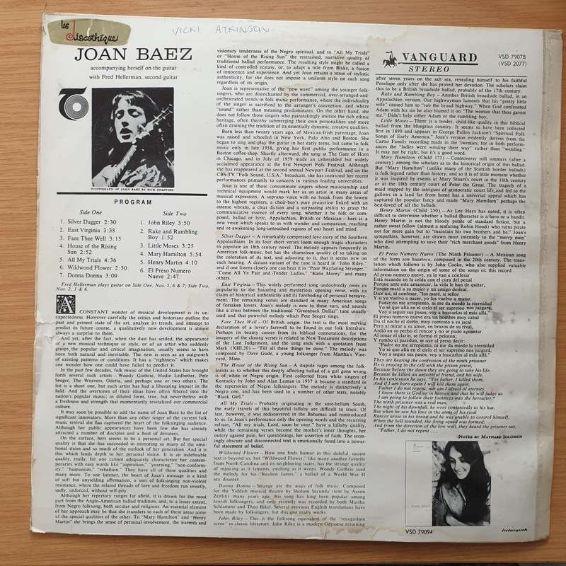 Joan Baez  Joan Baez - Vinyl LP Record - Very-Good+ Quality (VG+) (verygoodplus)