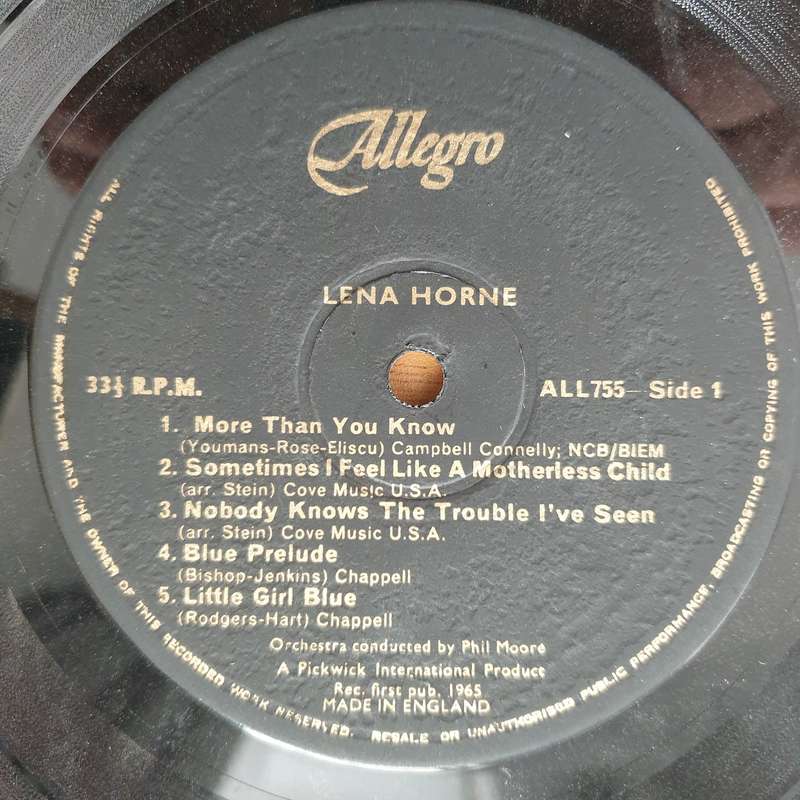 Lena Horne  Lena Horne  Vinyl LP Record - Very-Good+ Quality (VG+) (verygoodplus)