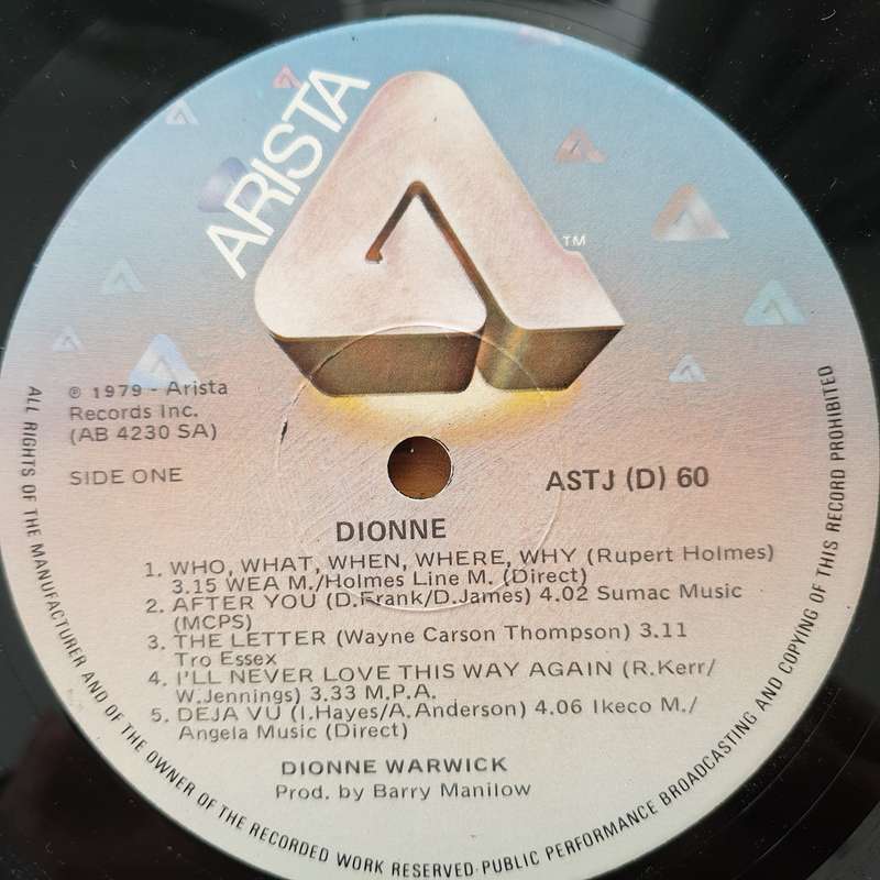 Dionne Warwicke  Dionne - Vinyl LP Record - Very-Good+ Quality (VG+) (verygoodplus)