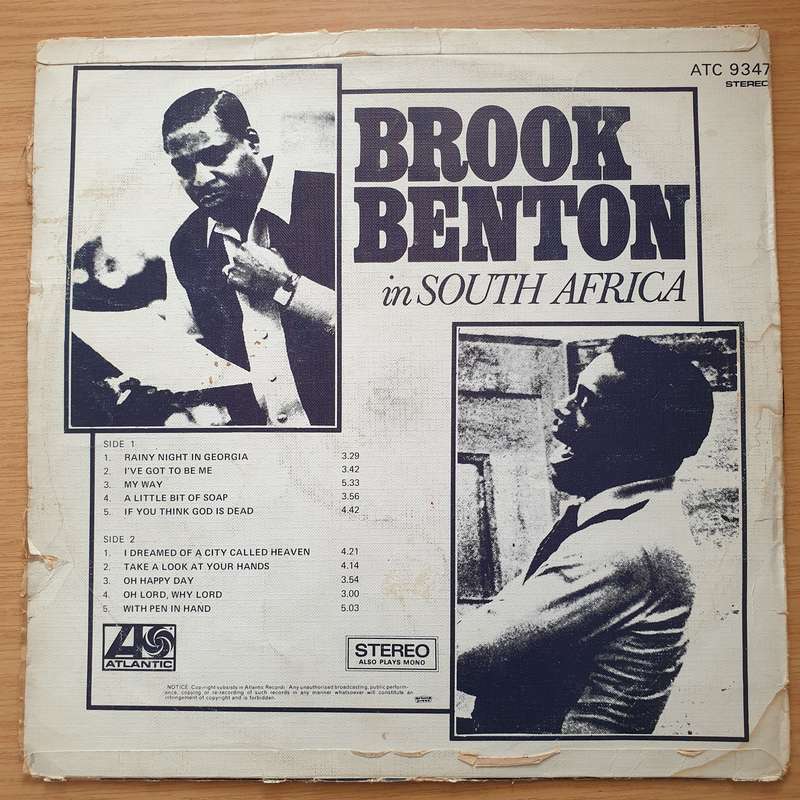 Brook Benton  In South Africa (Very Rare)  - Vinyl LP Record - Very-Good- Quality (VG-) (mi...