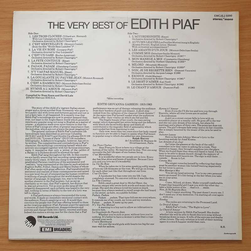 Edith Piaf - The Very Best of  - Vinyl LP Record (VG-)