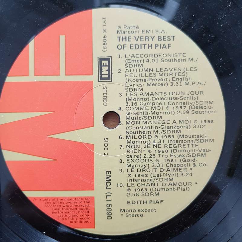 Edith Piaf - The Very Best of  - Vinyl LP Record (VG-)