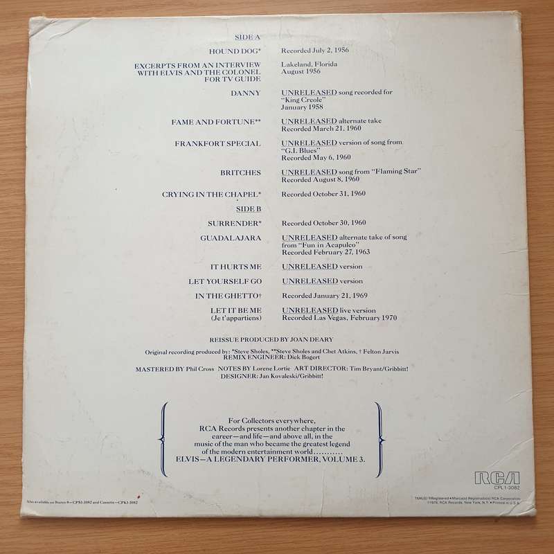 Elvis Presley  A Legendary Performer - Volume 3 - Vinyl LP Record - Very-Good Quality (VG)  (v...