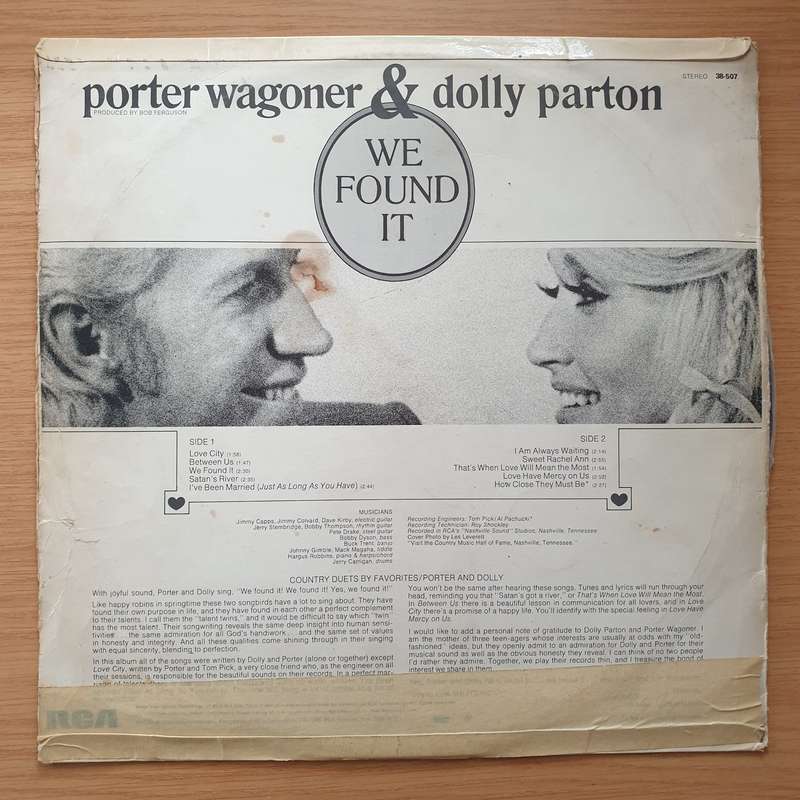 Porter Wagoner & Dolly Parton  We Found It - Vinyl LP Record - Very-Good- Quality (VG-) (minus)