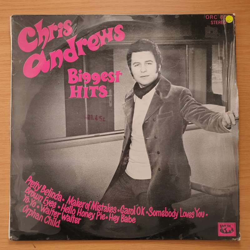 Chris Andrews  Chris Andrews Biggest Hits  Vinyl LP Record - Very-Good+ Quality (VG+) (very...