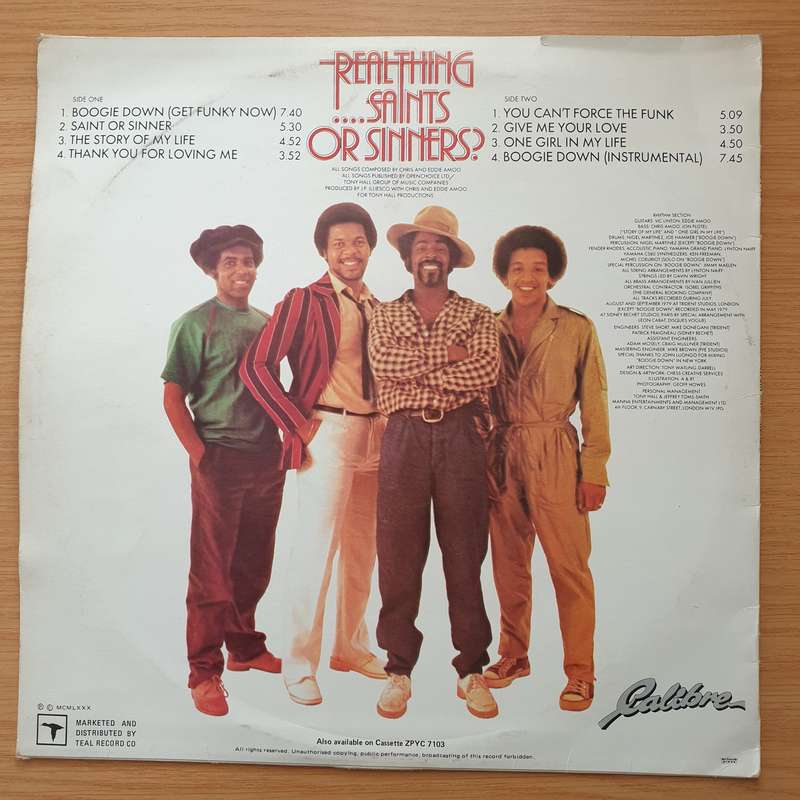 Real Thing  Saints Or Sinners - Vinyl LP Record - Very-Good- Quality (VG-) (minus)