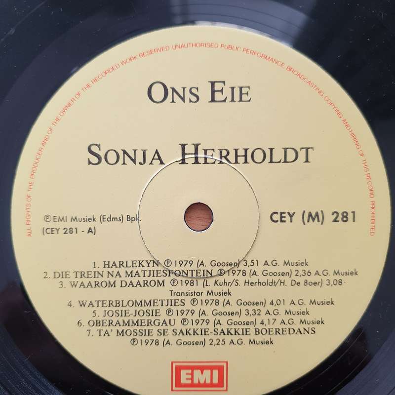 Sonja Heholdt - Ons Eie - Grootste Treffers  Vinyl LP Record - Very-Good+ Quality (VG+) (veryg...