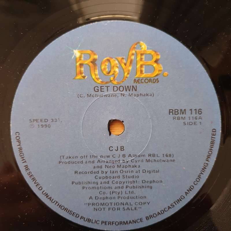 C.J.B.   Get Down / Sika Ikhekhe Mfana  Vinyl LP Record - Very-Good+ Quality (VG+) (very...