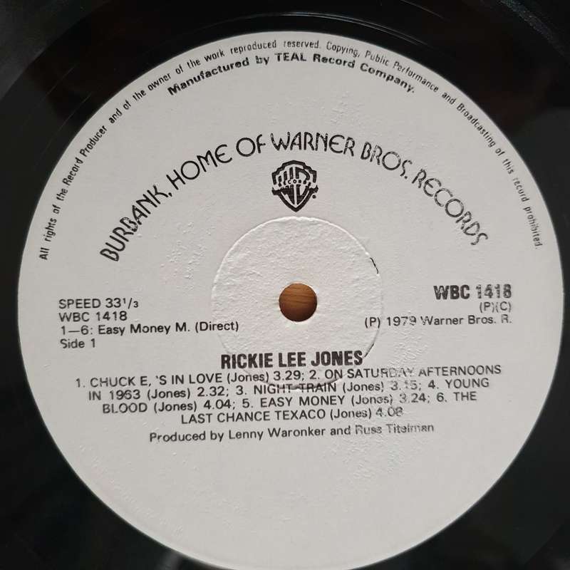 Rickie Lee Jones  Rickie Lee Jones - (Rhodesia) - Vinyl LP Record - Very-Good+ Quality (VG+) (...