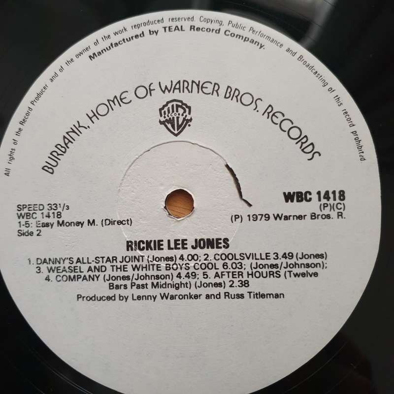 Rickie Lee Jones  Rickie Lee Jones - (Rhodesia) - Vinyl LP Record - Very-Good+ Quality (VG+) (...