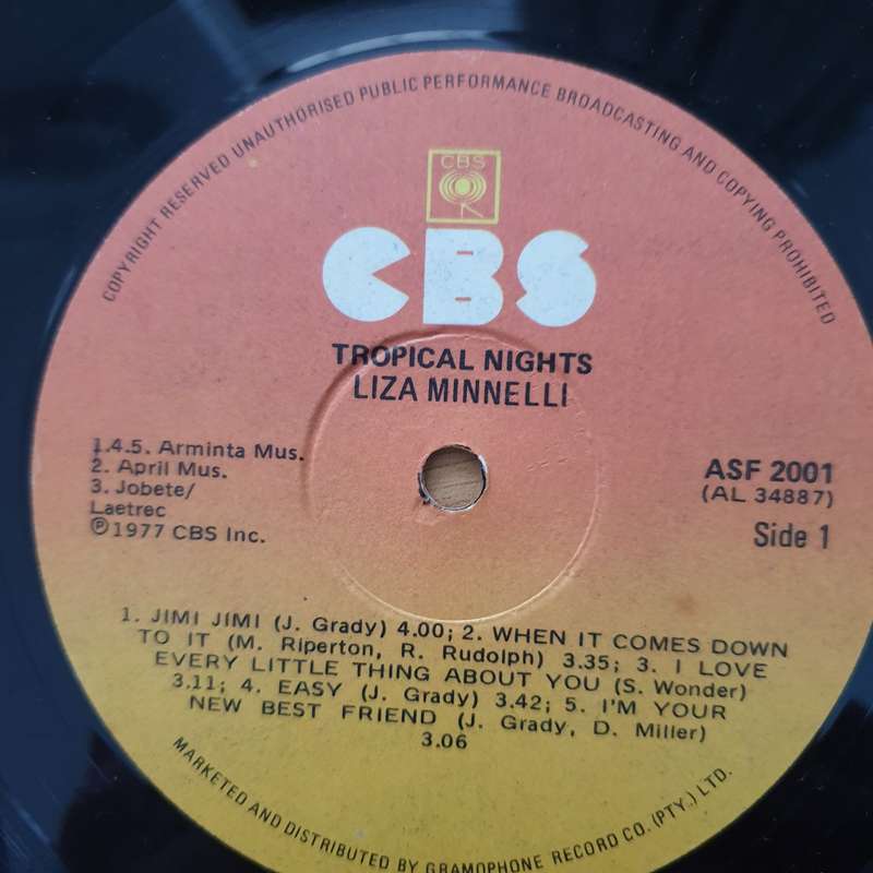 Liza Minnelli  Tropical Nights - Vinyl LP Record - Very-Good+ Quality (VG+) (verygoodplus)