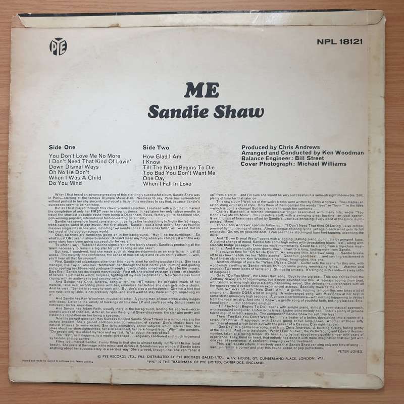 Sandie Shaw  Me - Vinyl LP Record - Very-Good- Quality (VG-) (minus)