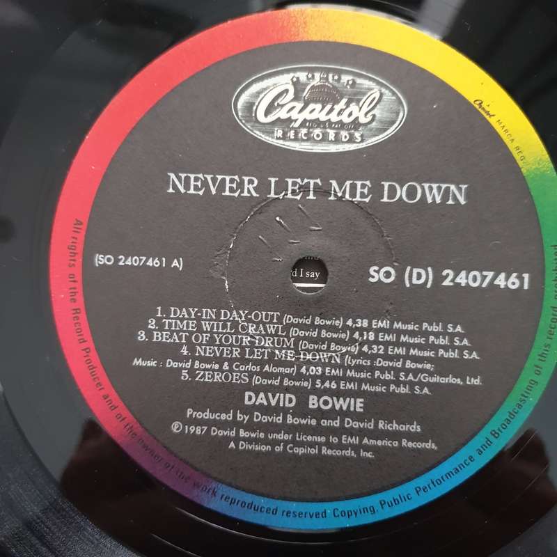 David Bowie  Never Let Me Down - Vinyl LP Record - Very-Good+ Quality (VG+)