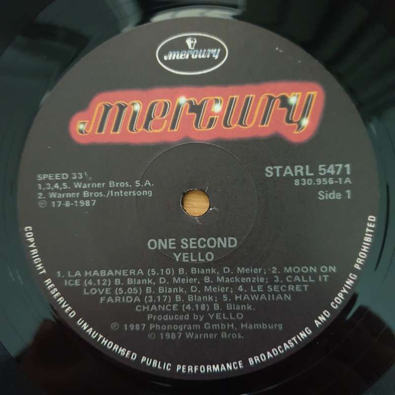 Yello  One Second - Vinyl LP Record - Very-Good+ Quality (VG+) (verygoodplus)