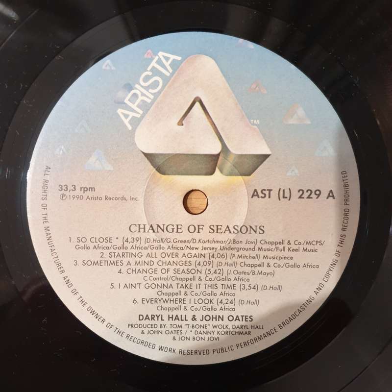 Daryl Hall & John Oates  Change Of Season - Vinyl LP Record - Very-Good+ Quality (VG+) (verygo...